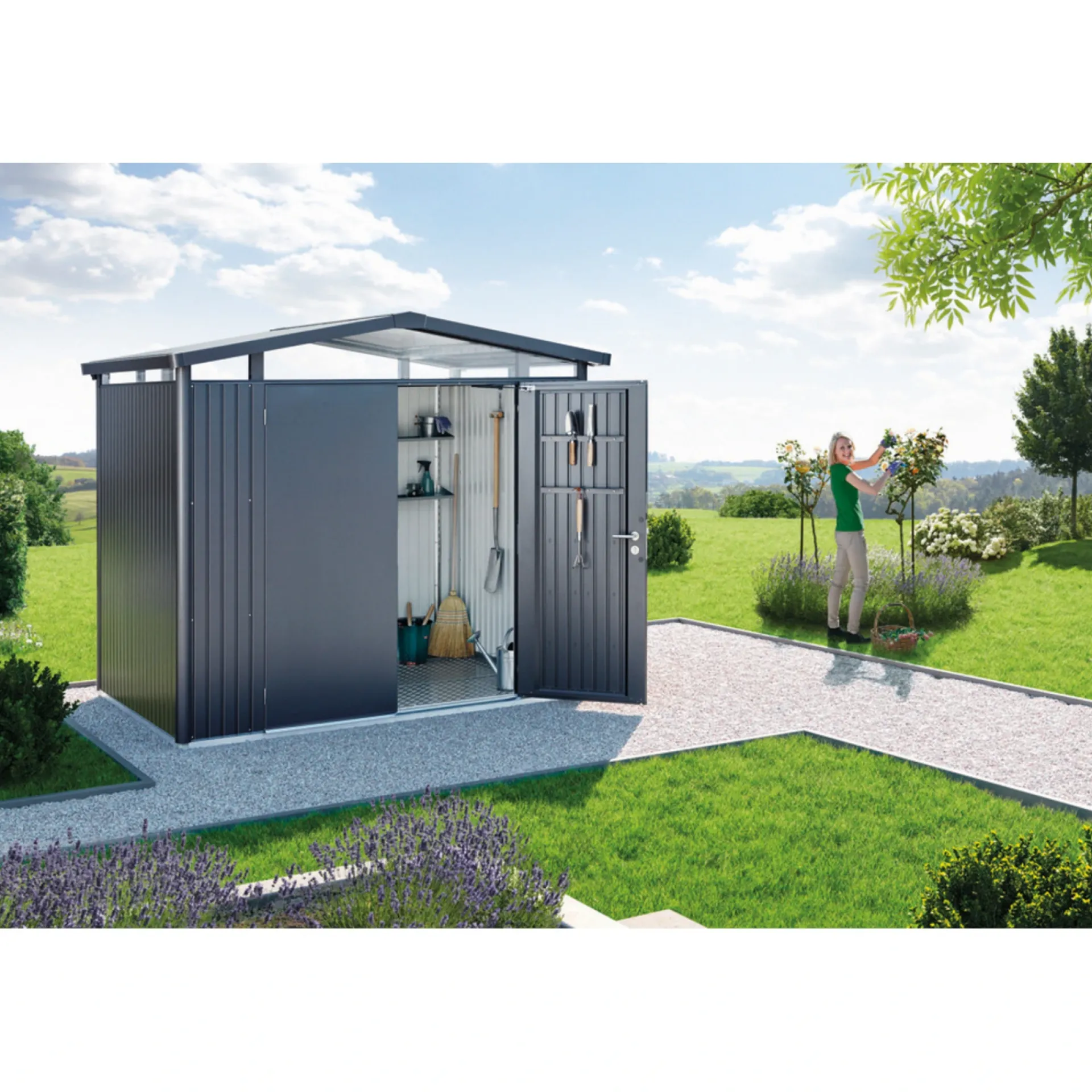 BIOHORT PANORAMA P3 REDSKABSRUM SØLV METALLIC 6,5 M2