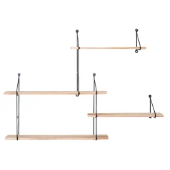 Boliginteriør BOLIGINTERIØR HYLDESYSTEM SORT/NATUR 62 X 17.50 X 99 CM