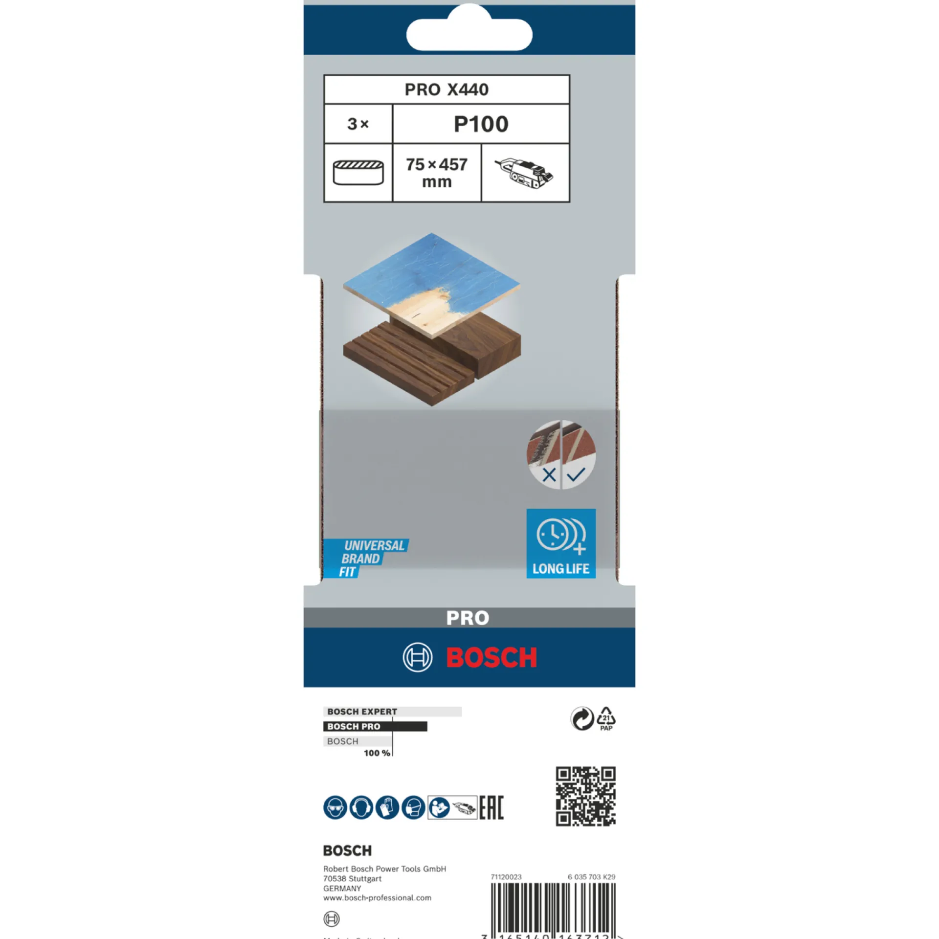 Bosch 75X457MM SLIBEBÅND 100 3 STK