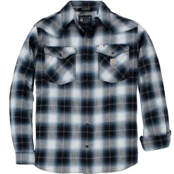 Carhartt SNAP-FRONT PLAID SHIRT SKJORTE L SORT
