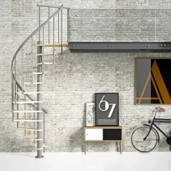 Dolle CALGARY PLADSBESPARENDE TRAPPE SPINDELTRAPPE PULVERLAKERET STÅL GRÅ