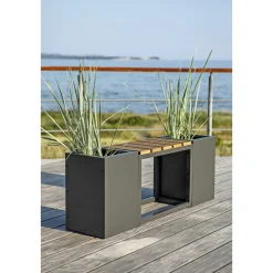 GARDEN LIFE MED 2 PLANTEKASSER HAVEBÆNK SORT 120 CM