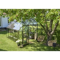 Halls QUBE+ 812 DRIVHUS EKSKL. SOKKEL 3 MM HÆRDET GLAS SORT 9,9 M2