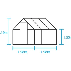 Halls QUBE 66 DRIVHUS 3 MM HÆRDET GLAS HELE BANER SORT 3,9 M2