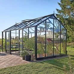 JULIANA JUBII 60 EKSKL. SOKKEL DRIVHUS 3 MM HÆRDET GLAS HELE BANER SORT 15,1 M2