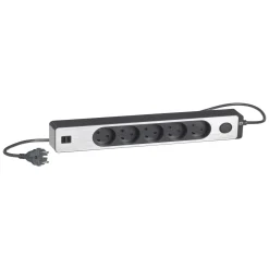 LK STIKDÅSE 5 UDTAG + 2 USB UDTAG U/JORD M/AFBRYDER KOKSGRÅ 1,5 M KABEL