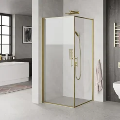 Milobad MESSING PROFIL BRUSEDØR KLART GLAS 90 CM