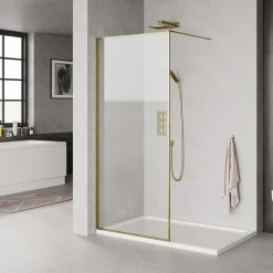 Milobad MESSING PROFIL BRUSEVÆG KLART GLAS 80 CM