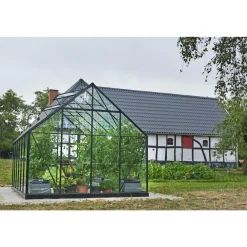 OUTRIUM DRIVHUS INKL. SOKKEL 3 MM DELT GLAS SORT 9,9 M2
