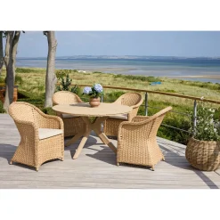 Outrium JEPARA/SYMI BORD + 4 STOLE HAVEMØBELSÆT NATUR
