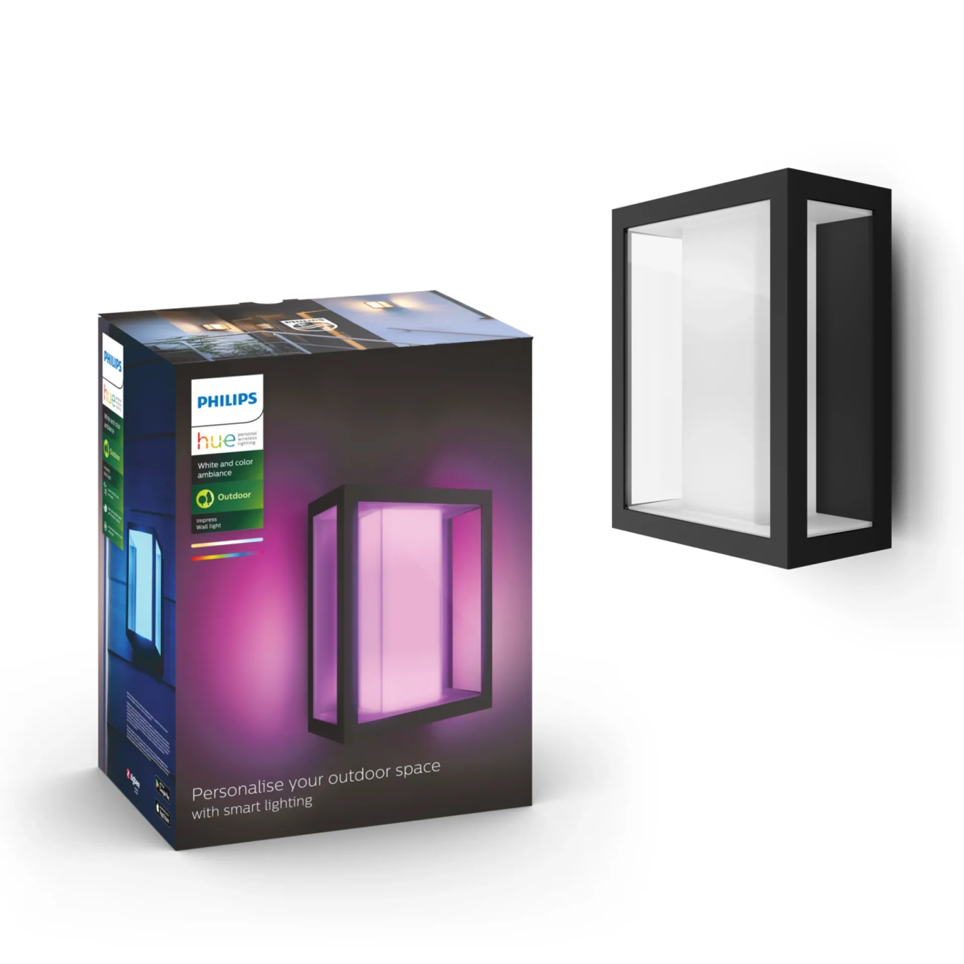 Philips Hue WCA IMPRESS UDENDØRS VÆGLAMPE 16W SORT