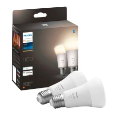Philips Hue W 2-PAK SMART LED PÆRE E27 STANDARD 10W