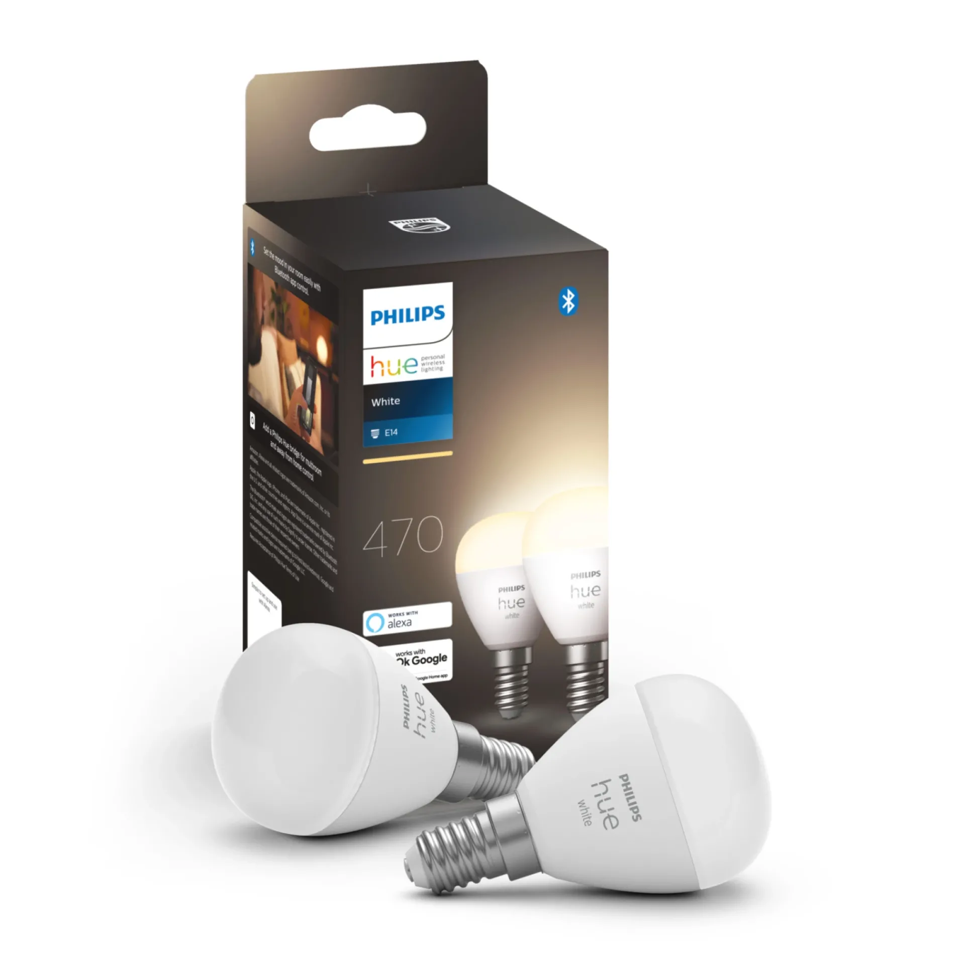 Philips Hue W 2-PAK SMART LED PÆRE E14 KRONE 6W