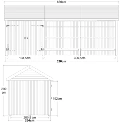 PLUS INKL. TAGPAP/ALULISTER/H-STOLPEFØDDER HAVEHUS 14,5 M2