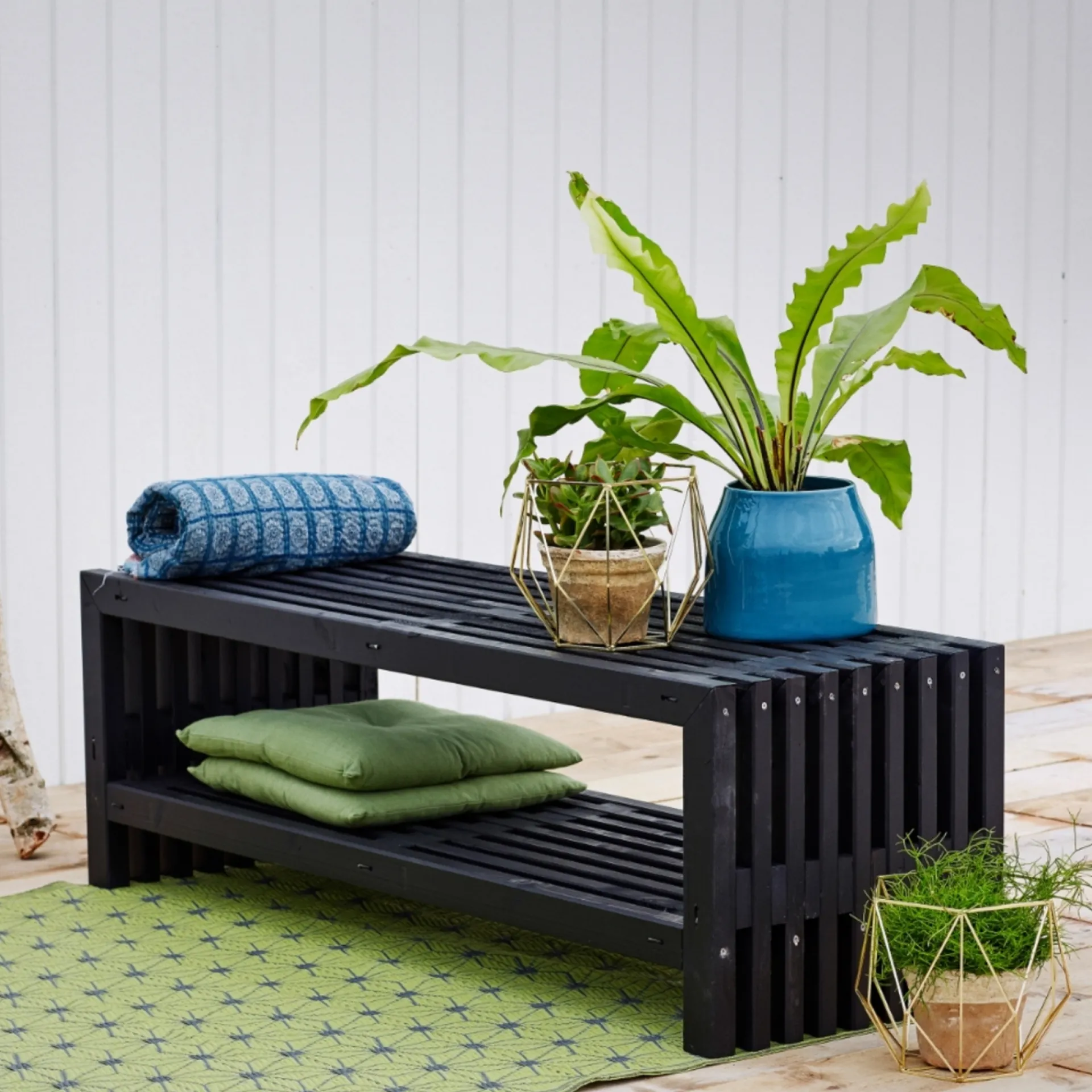 Plus RUSTIK TRALLEBÆNK SORT 138 CM