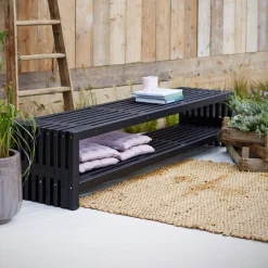 PLUS RUSTIK TRALLEBÆNK SORT 138 CM