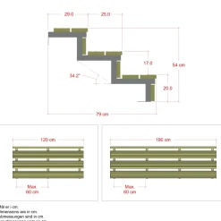 Plus 3 TRIN TERRASSETRAPPE 1200 X 540 MM