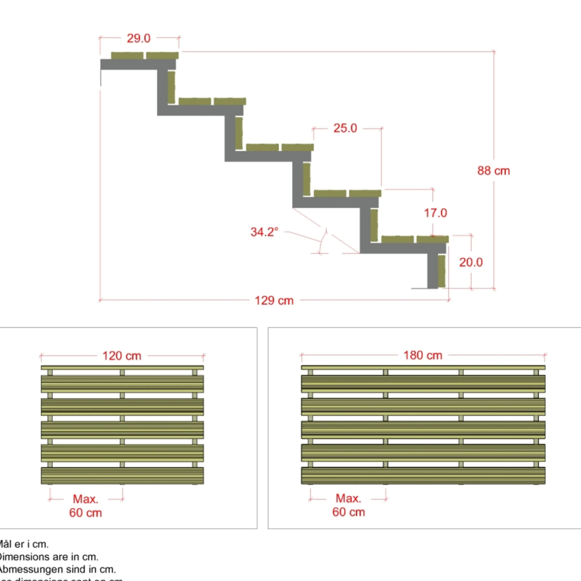 PLUS 2 TRIN TERRASSETRAPPE 1800 X 370 MM