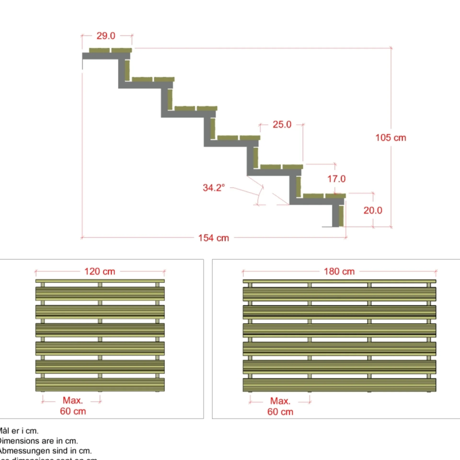 Plus 6 TRIN TERRASSETRAPPE 1200 X 1050 MM