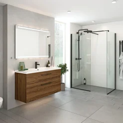 SCANBAD FLEXI D71-01, SORT PROFIL, 1 STK. FAST BRUSEVÆG KLAR GLAS 69 CM
