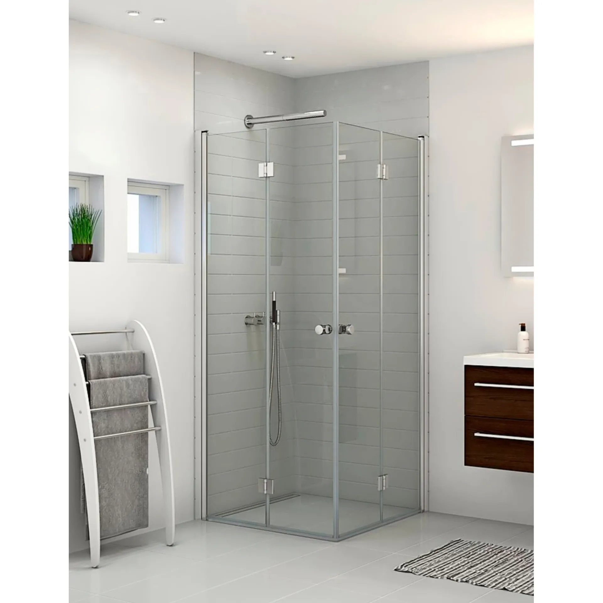 Scanbad FLEXI MAT ALU PROFIL, 1 STK. FOLDEDØR KLAR GLAS 89 CM