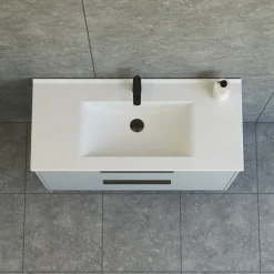 Scanbad NOW GLAT BADMØBEL MAT LYSEBLÅ 2 SKUFFER 101 CM