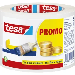 Tesa BASIC 3-PAK AFDÆKNINGSTAPE 2 X 30 MM OG 1 X 19 MM HVID