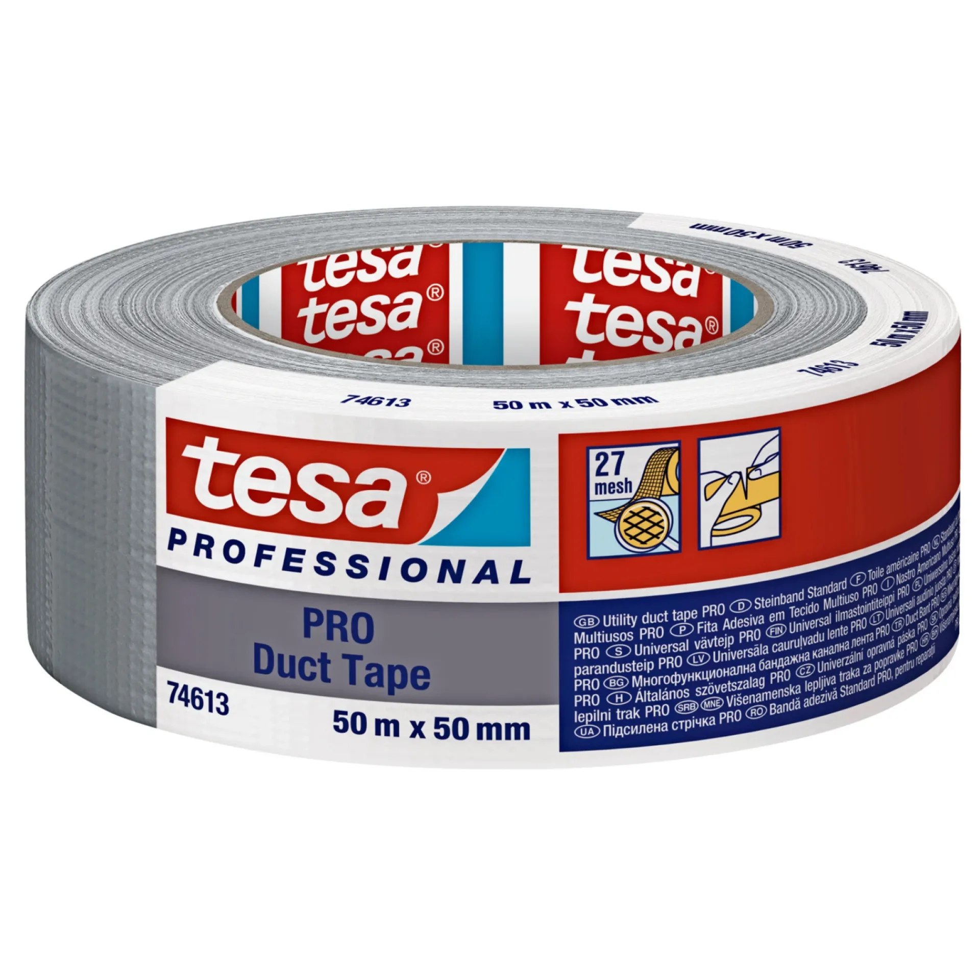 Tesa PROFESSIONAL PRO LÆRREDSTAPE 50M X 50MM SØLV