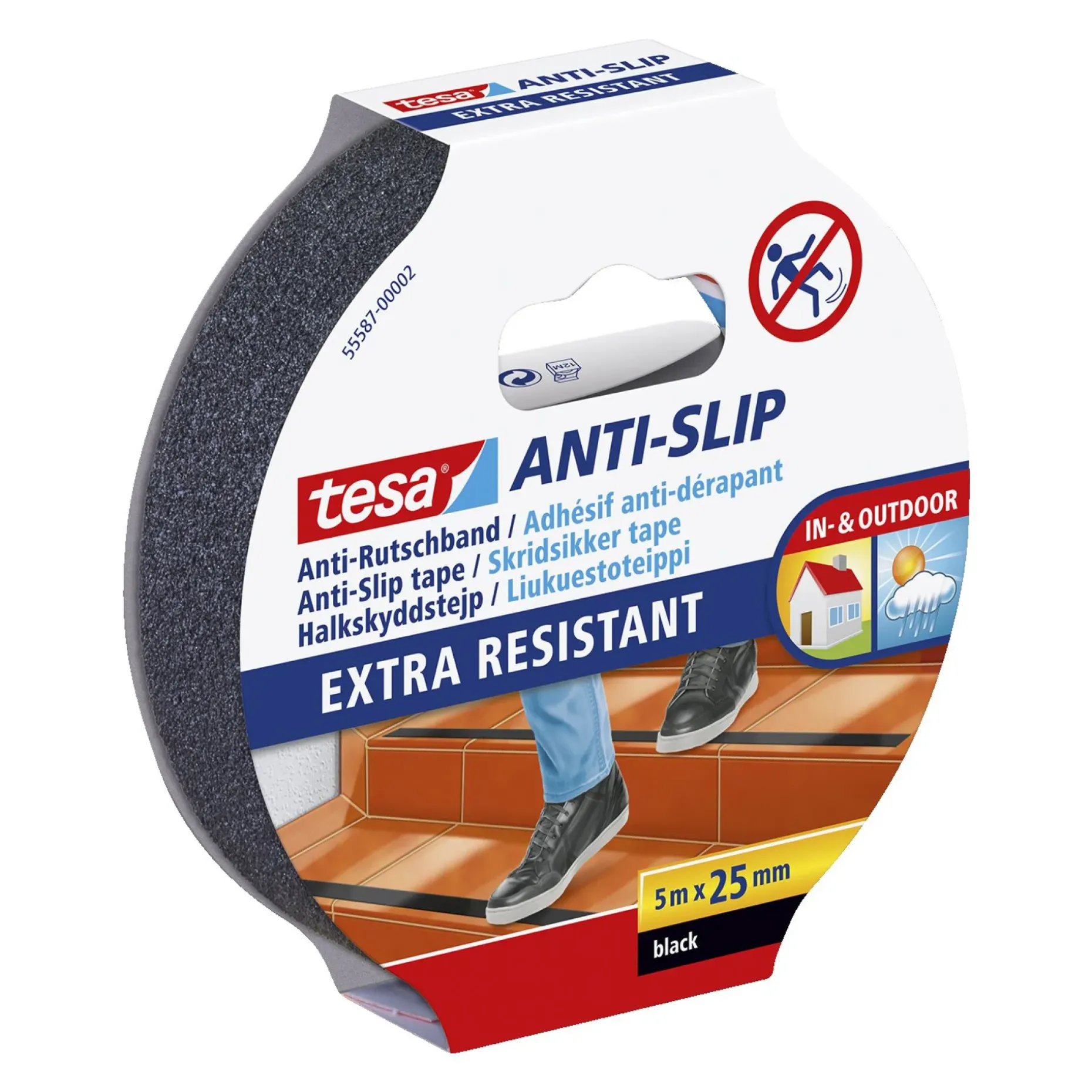 TESA SKRIDSIKKER TAPE 5 M X 25 MM SORT