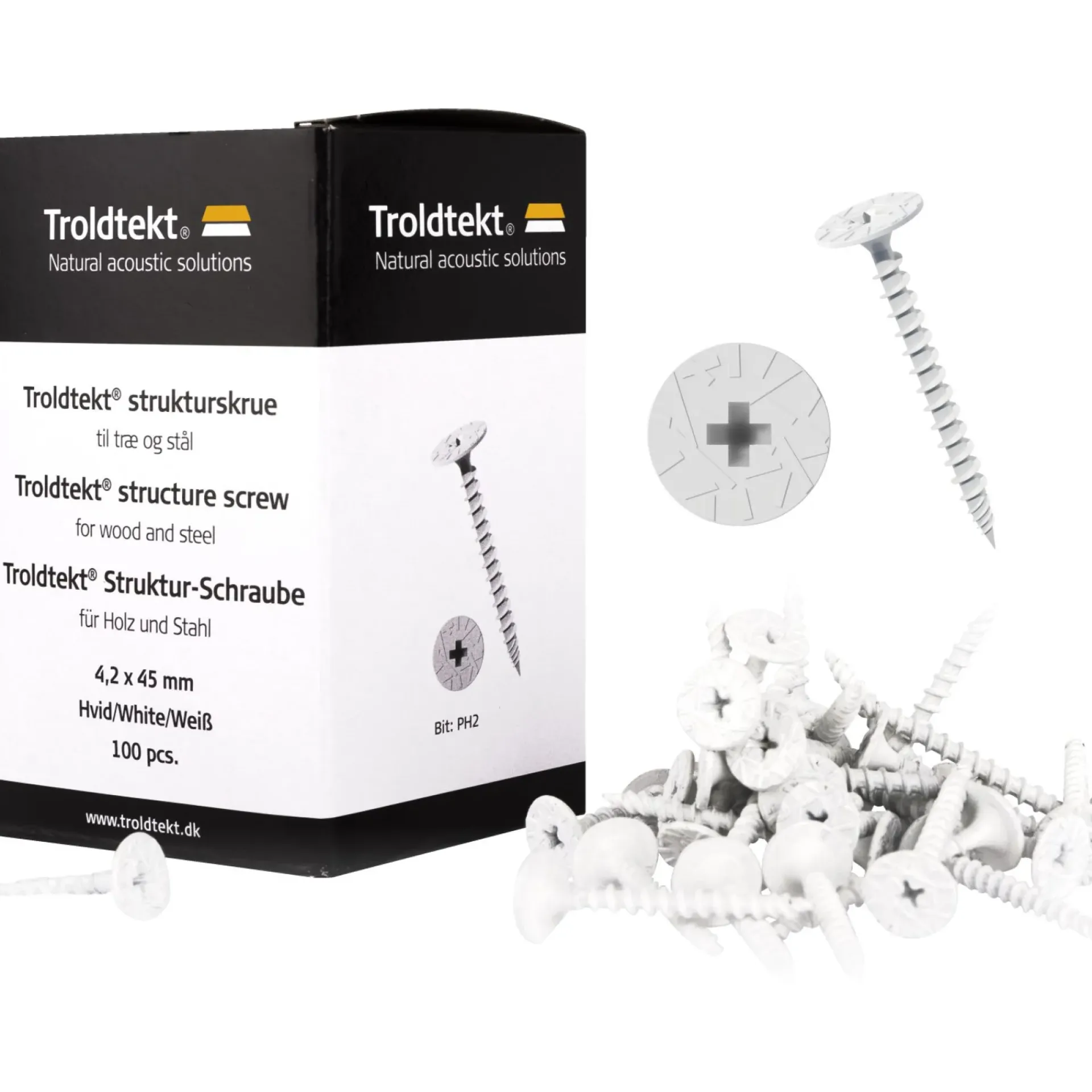 Troldtekt STRUKTURSKRUE HVID 4,2X45 MM
