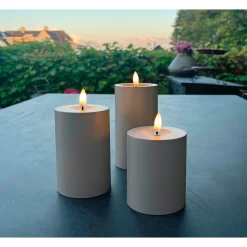Veli Line 3-PAK TAUPEGRÅ Ø7X10+12,5+15 CM LED BLOKLYS