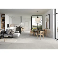 XL-BYG LAGOM WHITE GULVFLISE 90X90 LYS GRÅ